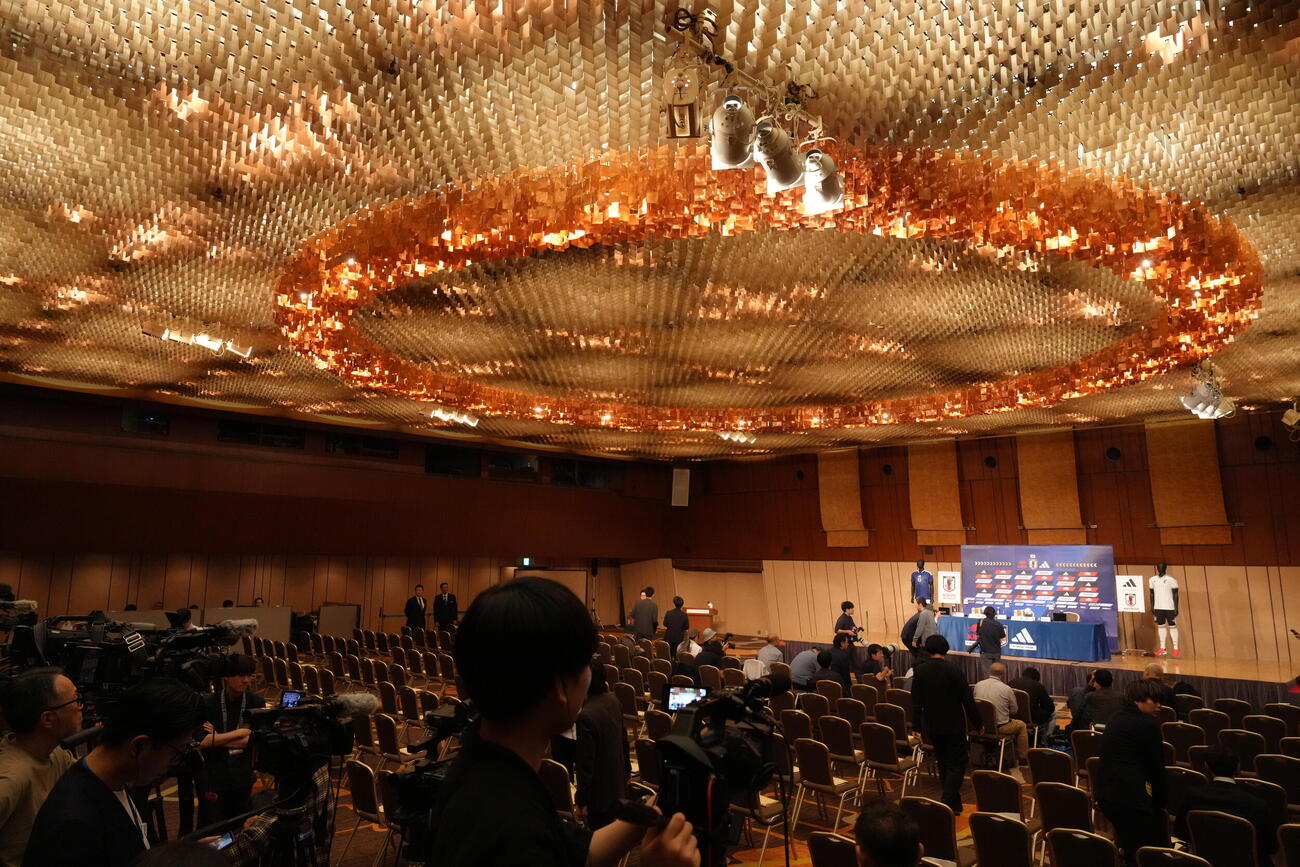W杯北中米大会日本代表メンバー発表会見が行われる会場（撮影・足立雅史）