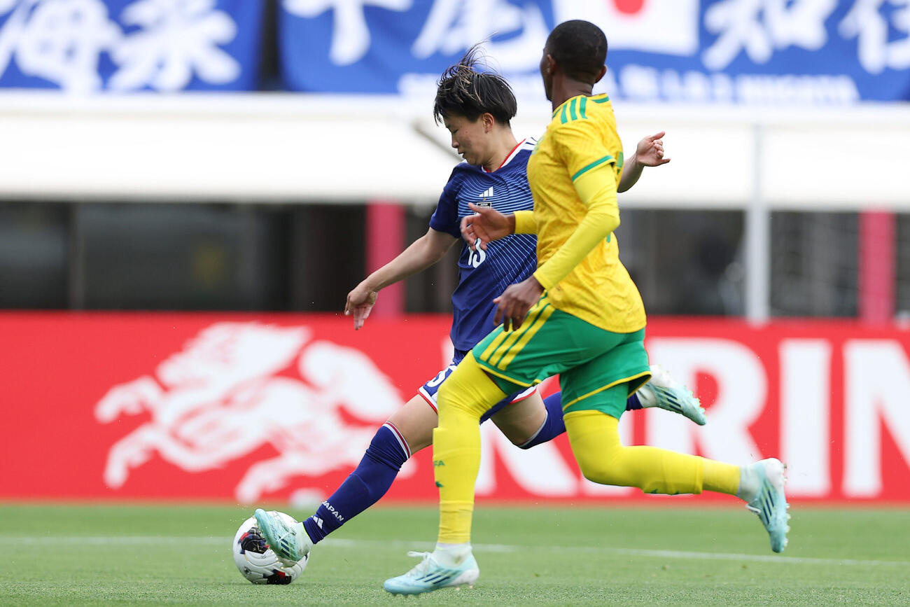 なでしこジャパン国際親善試合　日本対南アフリカ　後半、ゴールを決める藤野あおば（撮影・前田充）＝2026年6月6日