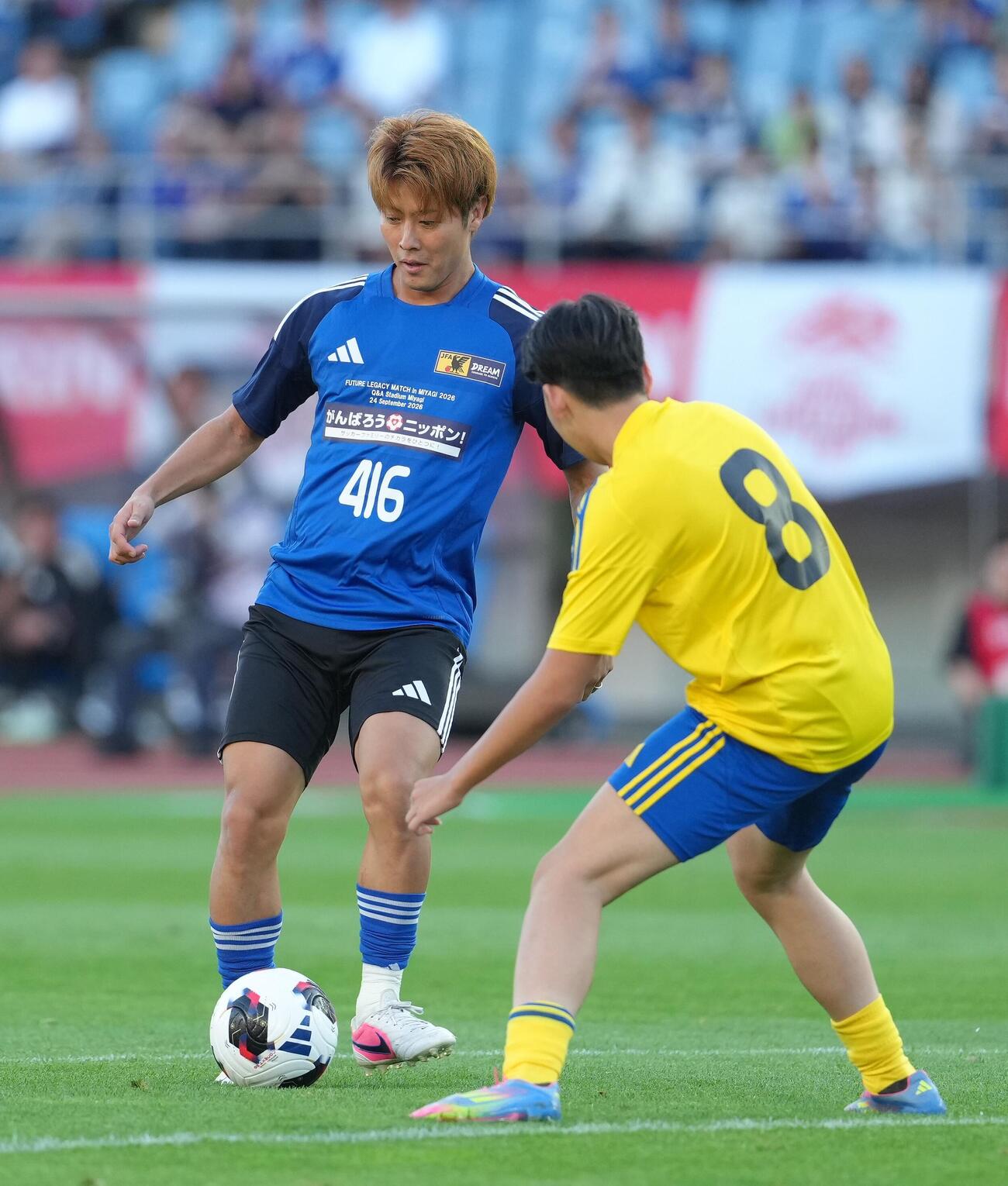 「FUTURE LEGACY MATCH in MIYAGI 2026」でプレーする柿谷曜一朗氏（撮影・足立雅史）