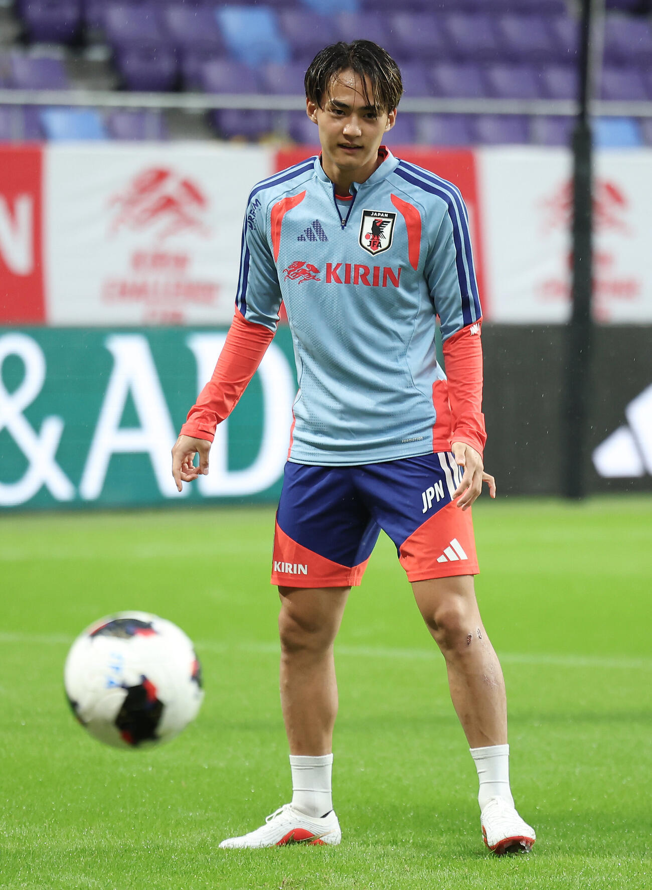 ベネズエラ戦に向け調整する斎藤俊輔（撮影・前田充）