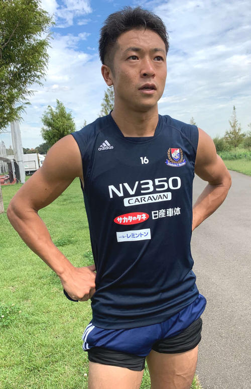 鹿島との天皇杯4回戦にむけて意気込みを語る横浜のDF高野（撮影・松尾幸之介）