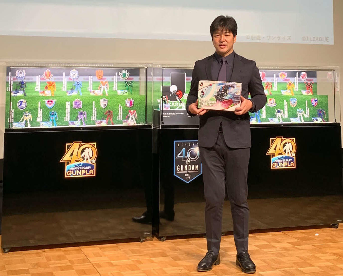 「機動戦士ガンダム40周年Jリーグコラボレーション　プレス発表会」に出席した名波浩氏（撮影・松尾幸之介）