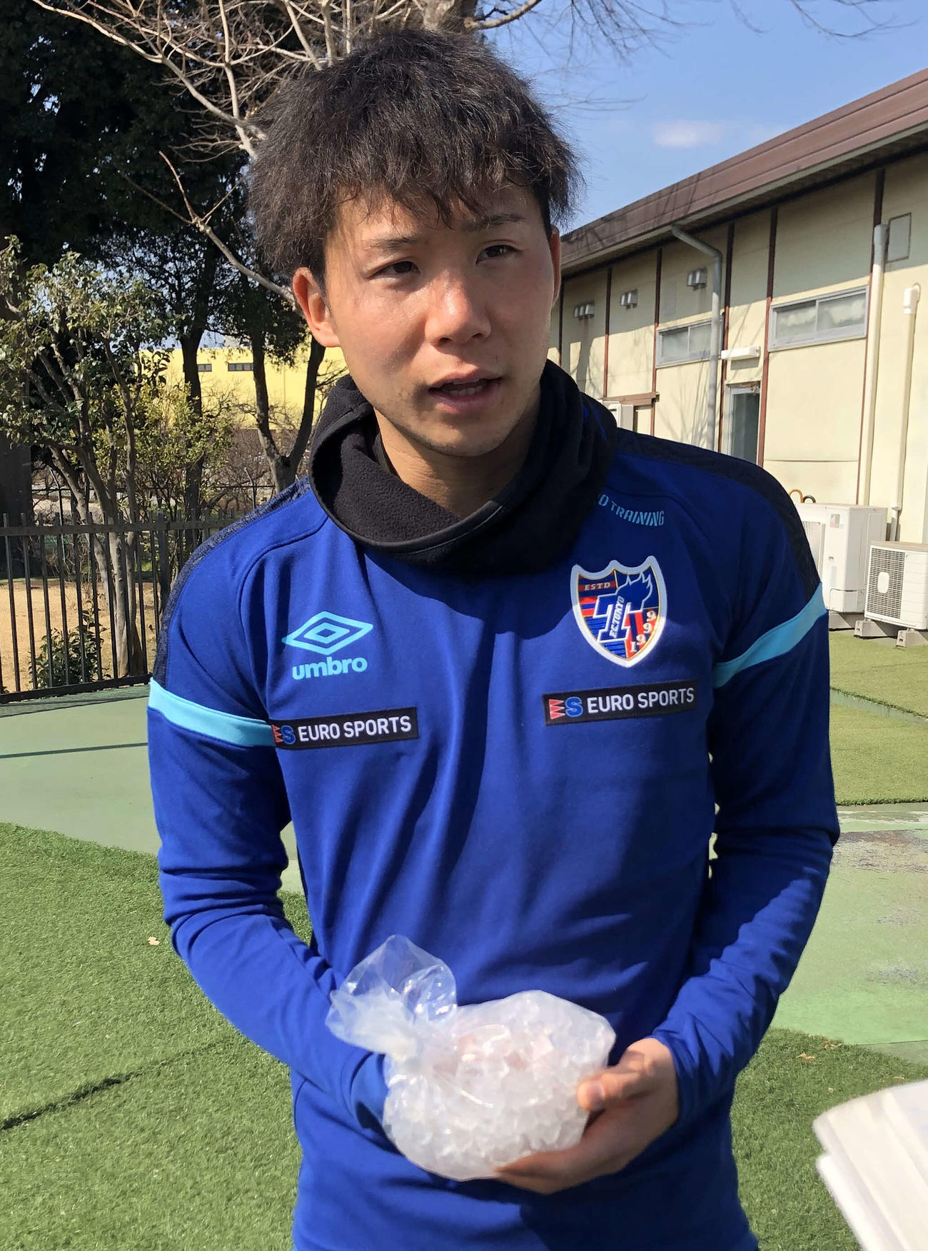 練習を終えた東京MF安部