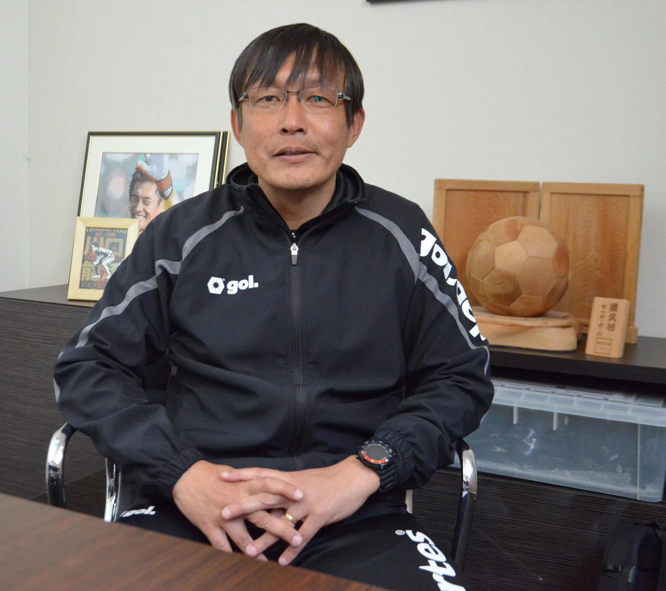 チームについて語ったJ3相模原の三浦監督（撮影・松尾幸之介）