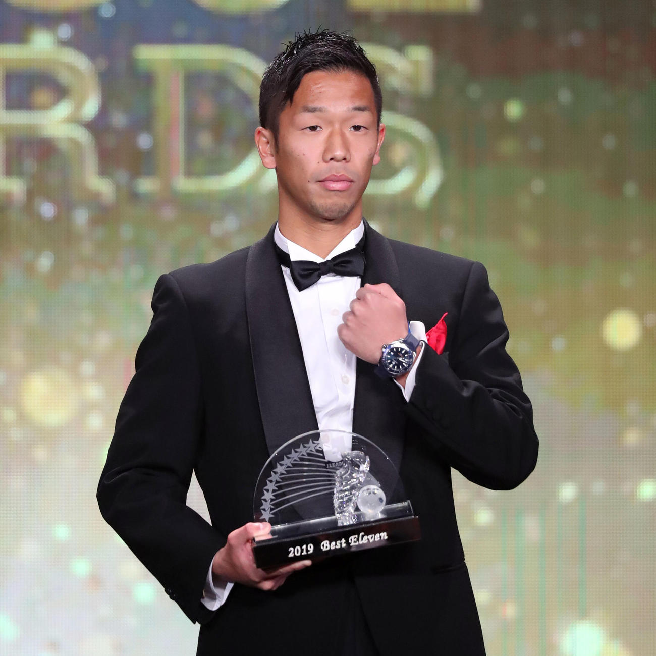 Jリーグ年間表彰式でJリーグアウォーズベストイレブンに選出された横浜MF喜田（2019年12月8日撮影）