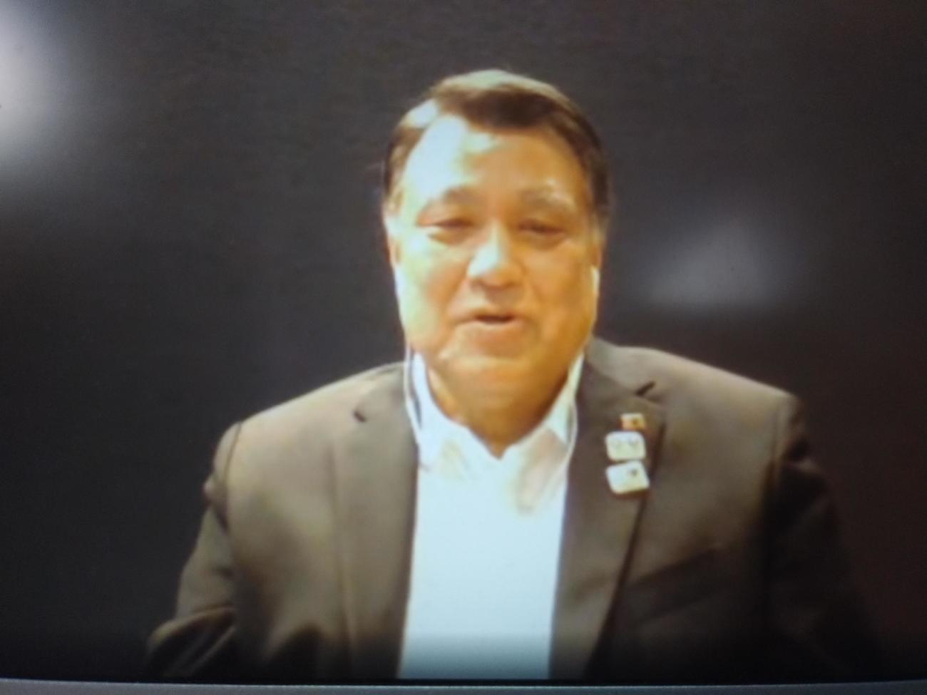 新型コロナウイルス感染から退院しウェブインタビューに応じるJFA田嶋幸三会長