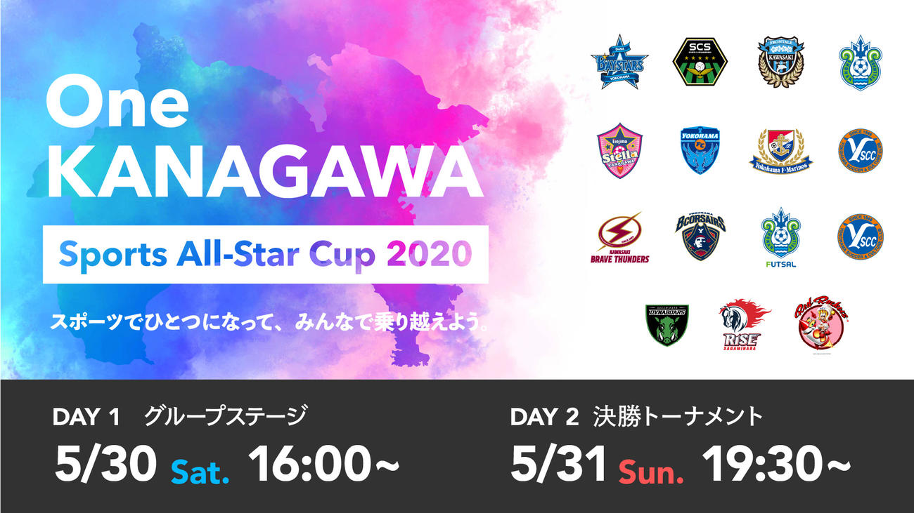 神奈川県下のスポーツチームによるeスポーツ大会「One　KANAGAWAスポーツオールスターカップ2020」のキービジュアル
