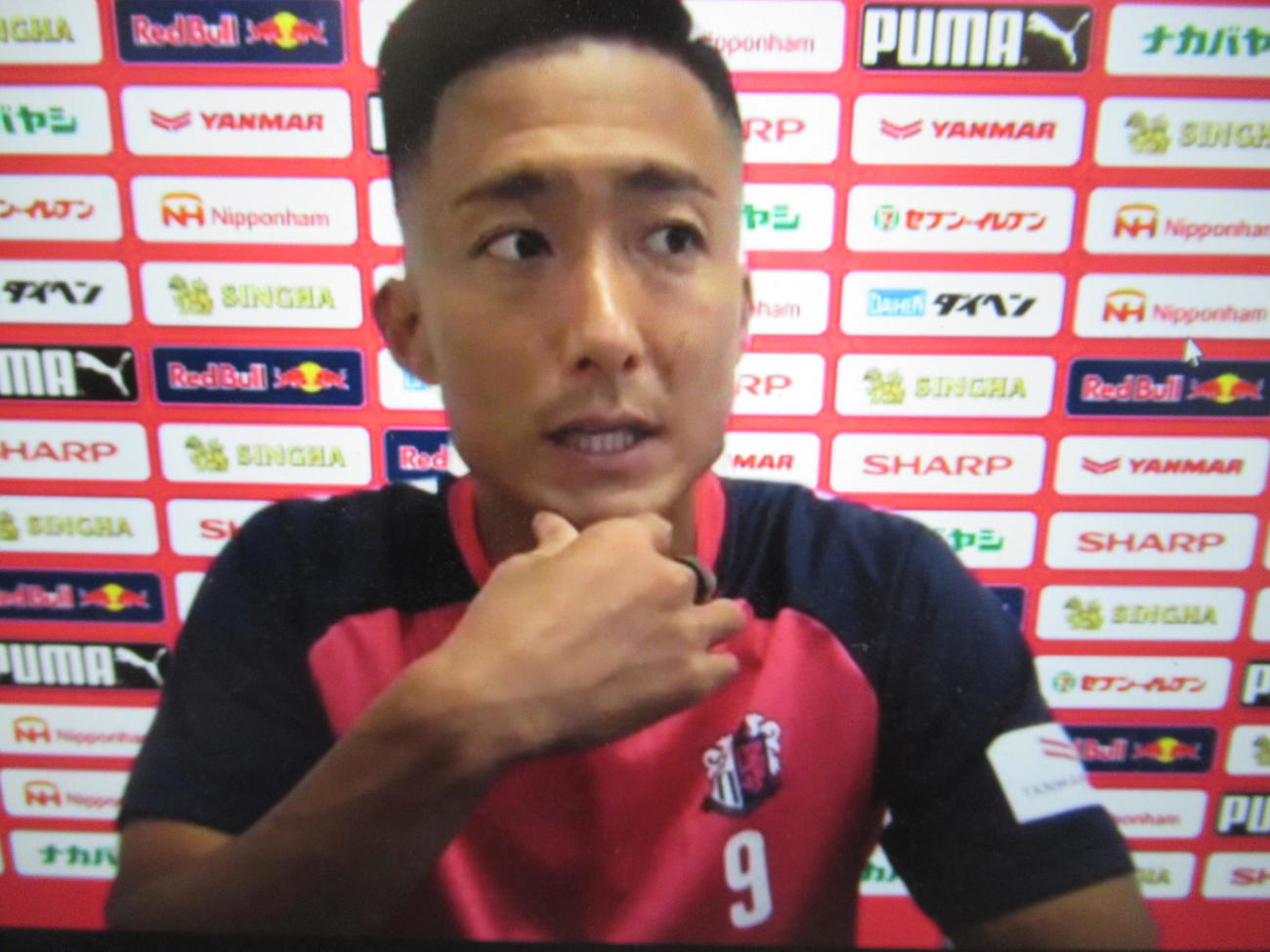 オンラインでの取材に応じるC大阪FW都倉（C）CEREZO　OSAKA