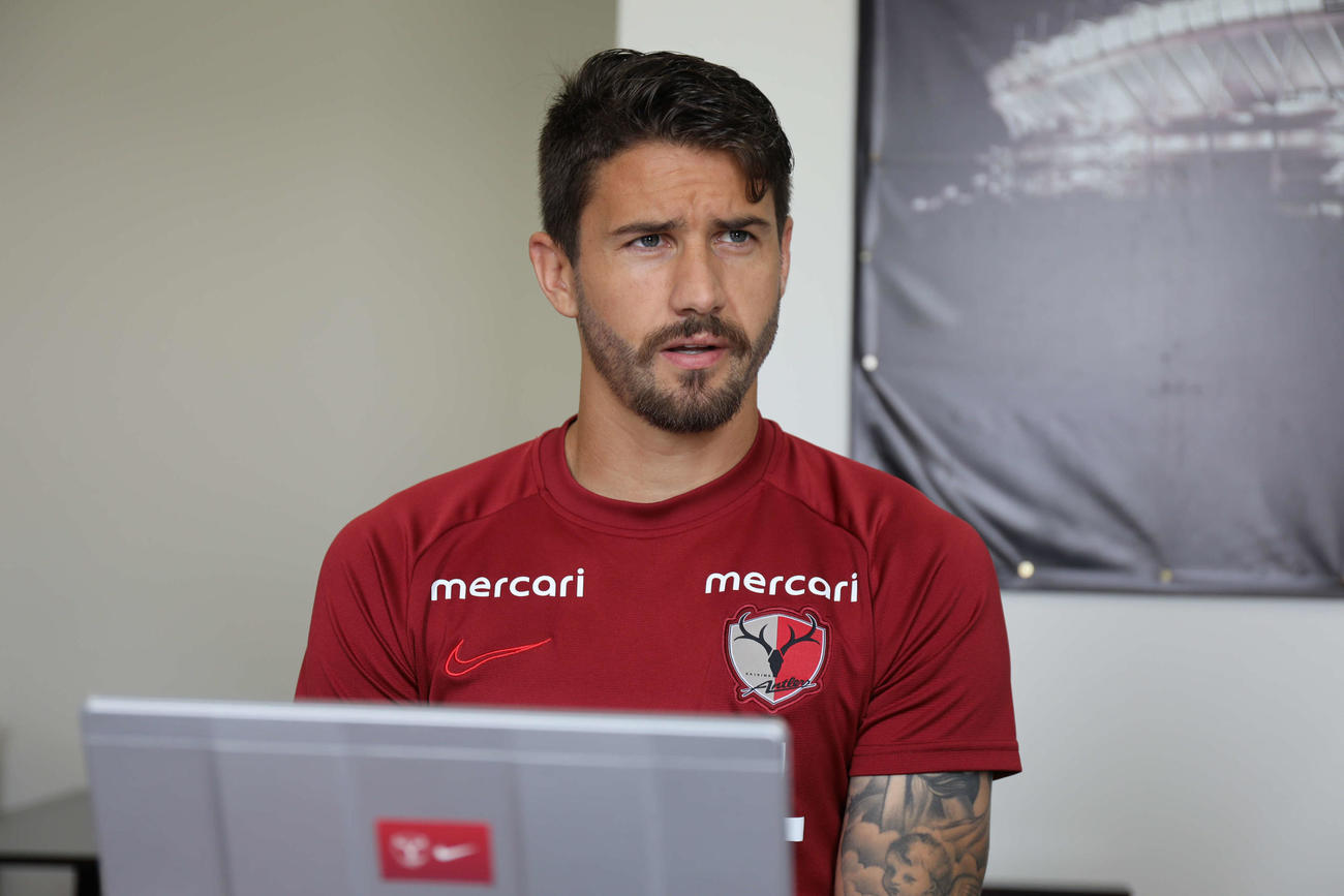 オンライン取材に応じる鹿島FWエヴェラウド（C）KASHIMA　ANTLERS