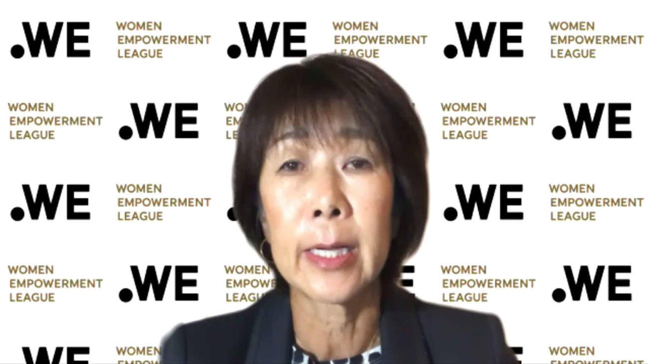WEリーグの初代代表理事（チェア）就任web会見を行う岡島喜久子氏
