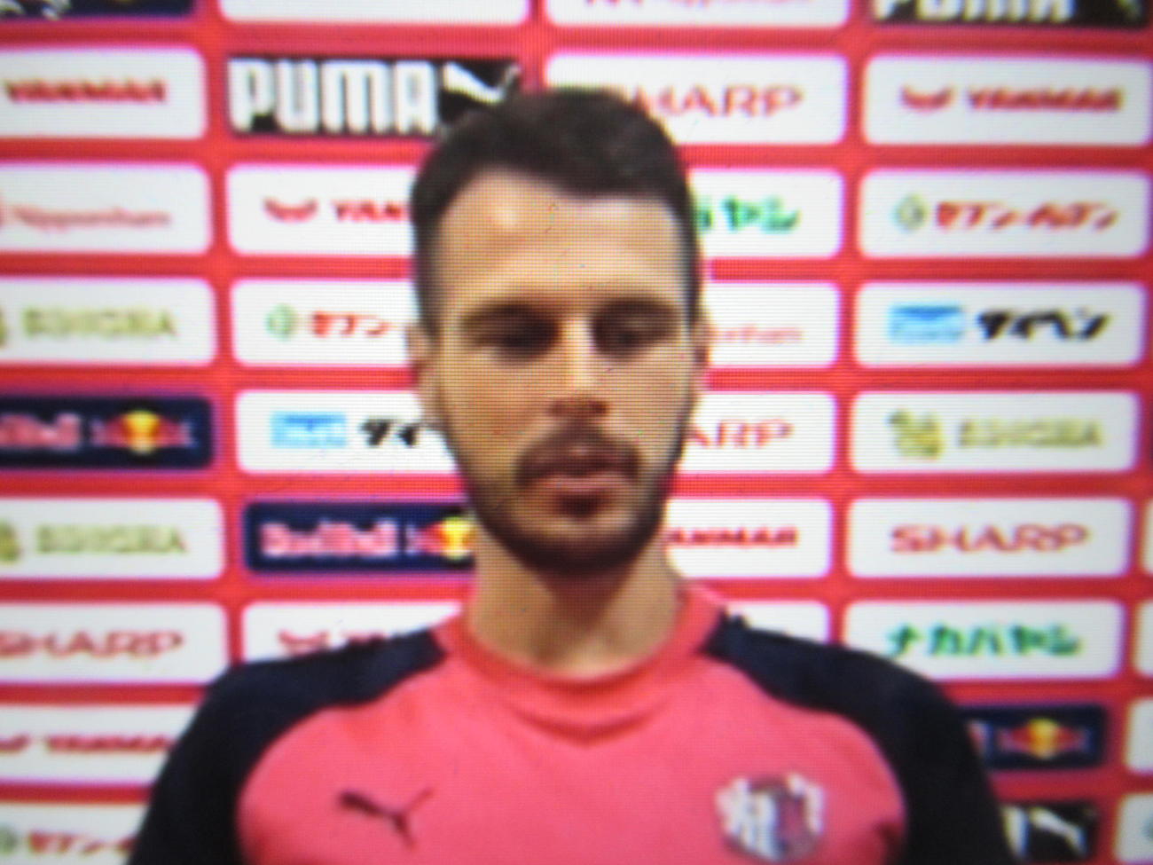 オンラインで取材に応じるC大阪DFマテイヨニッチ（C）CEREZO　OSAKA