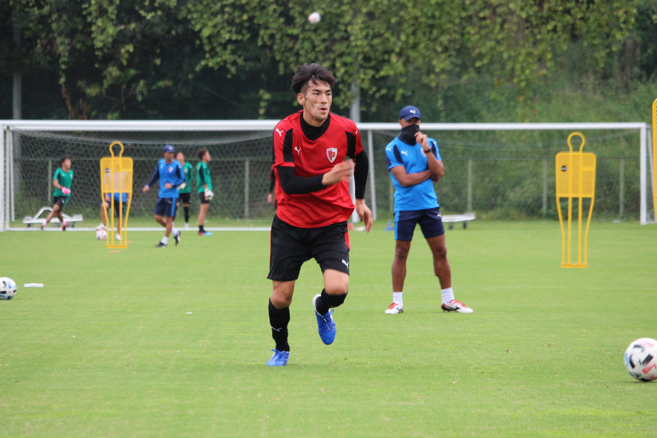 甲府戦に向け調整を行う京都FW野田（京都サンガFC提供）
