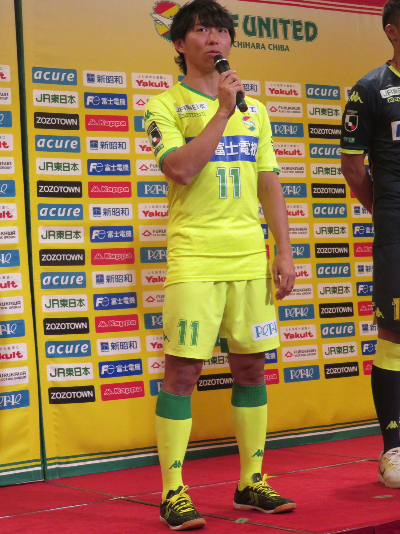 千葉の新体制発表会に出席したFW佐藤寿人（2019年1月7日撮影）