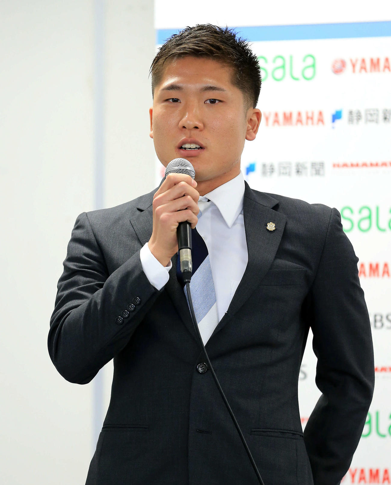 今季の抱負を語る磐田MF鹿沼（C）JUBILO　IWATA