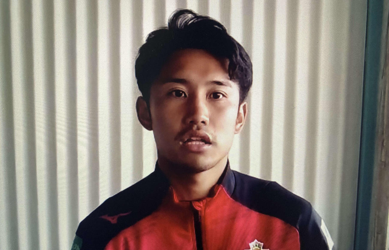 オンラインで取材に対応する名古屋森下（撮影・佐藤あすみ）