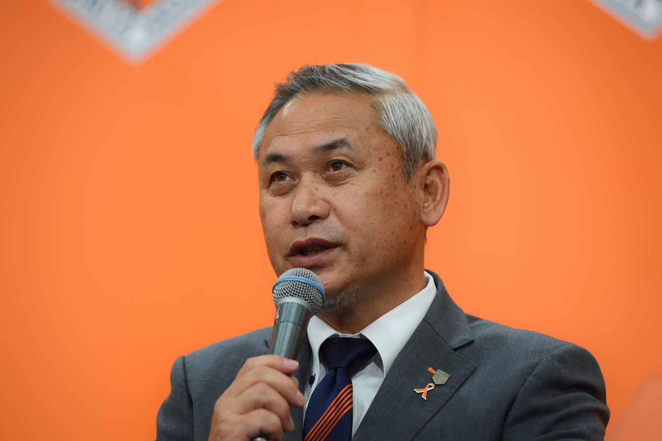 新体制発表会に出席した佐々木則夫総監督（写真提供：大宮アルディージャ）