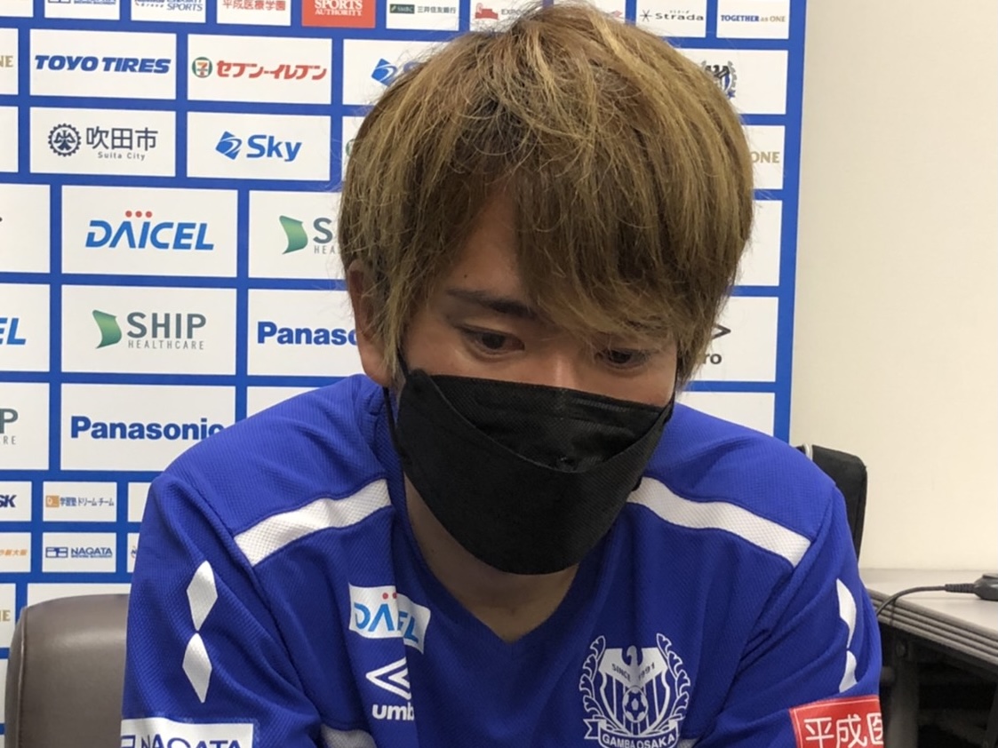 オンラインで取材対応するG大阪MF矢島慎也（C）GAMBA OSAKA