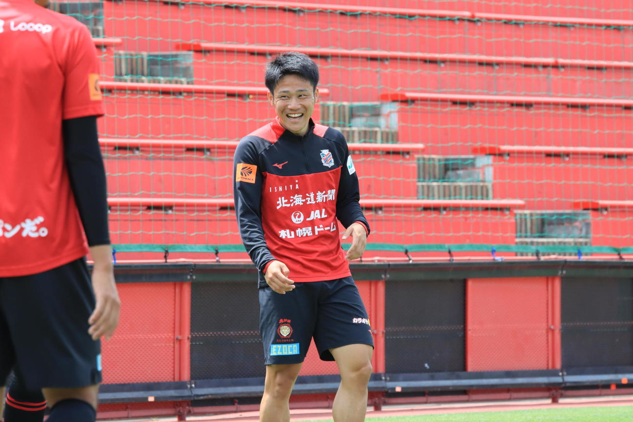 徳島戦で復帰が見込まれる札幌FW小柏（撮影・保坂果那）