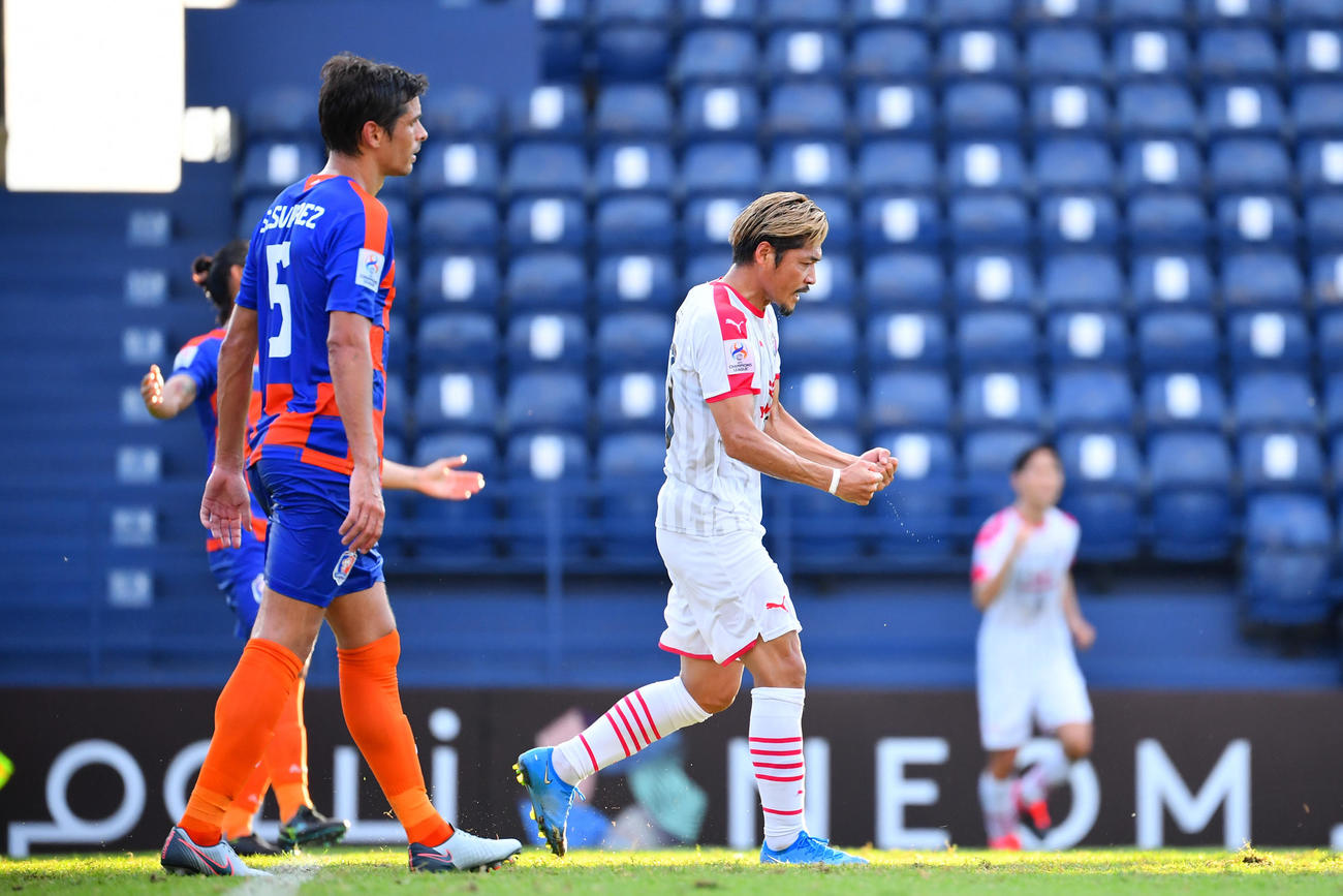 ACLポート戦でゴールを決めたC大阪大久保嘉人はガッツポーズ（C）CEREZO OSAKA