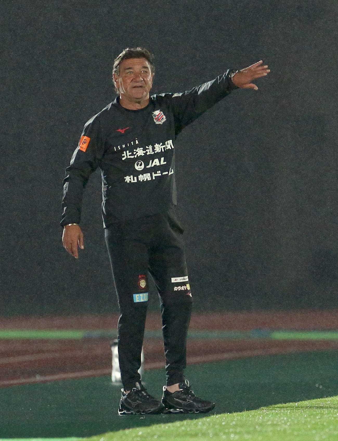 札幌対名古屋　前半、指示を出す札幌ペトロビッチ監督（撮影・佐藤翔太）