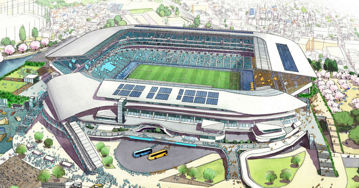 球技専用新スタジアムの完成イメージ（クラブ提供）