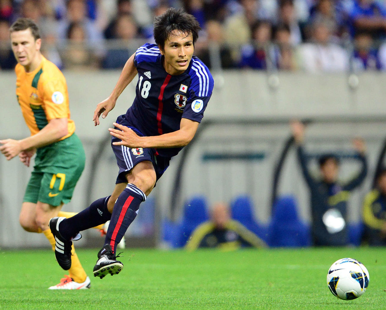 日本代表時代のFW前田遼一氏(2013年6月4日撮影)
