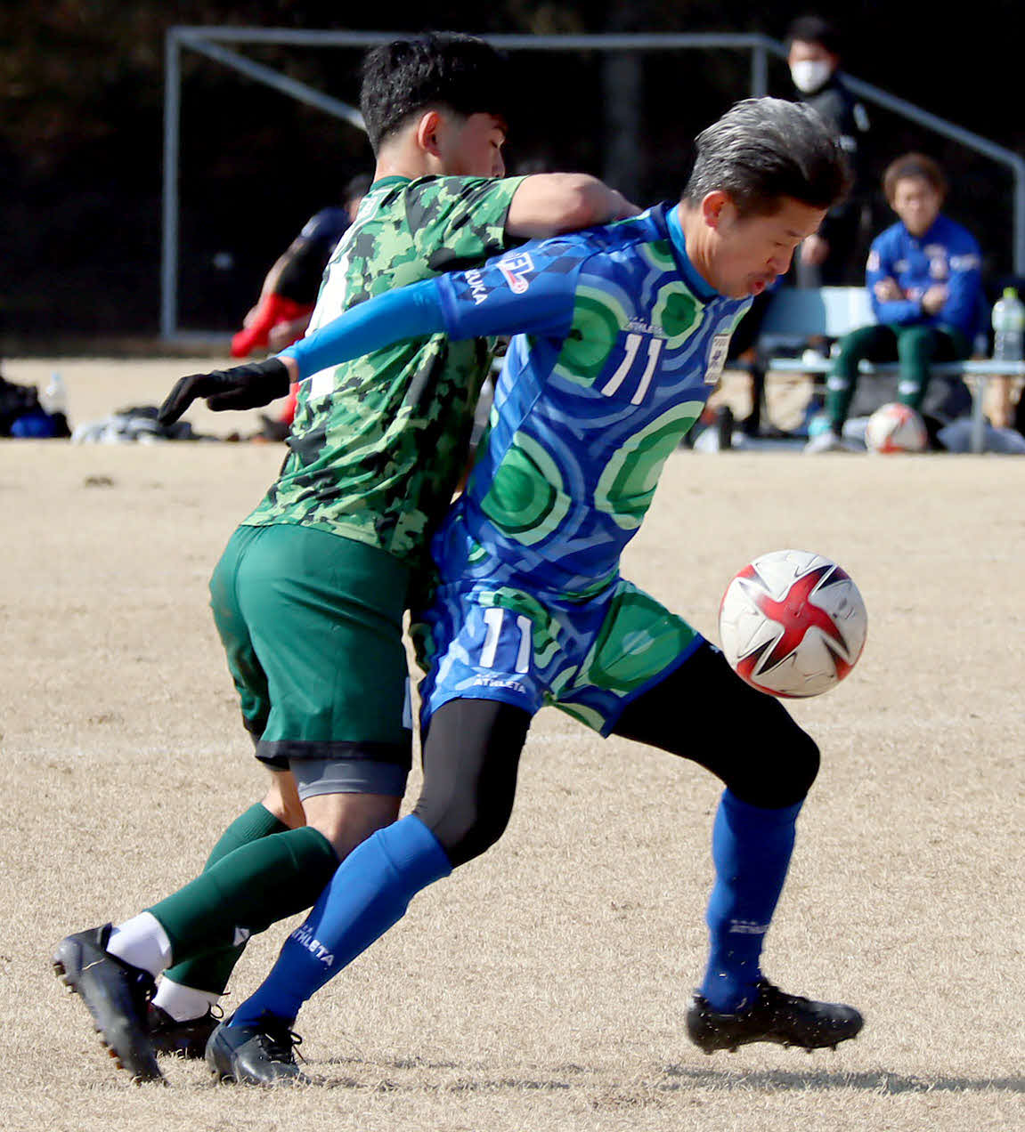 練習試合に先発出場したJFL鈴鹿カズ（撮影・荻島弘一）