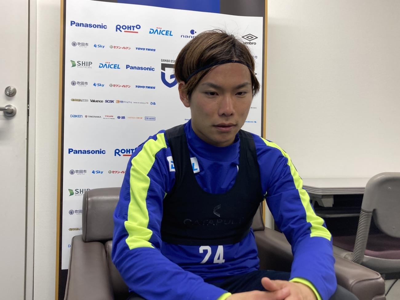 オンライン取材に応じるG大阪黒川（C）GAMBA OSAKA
