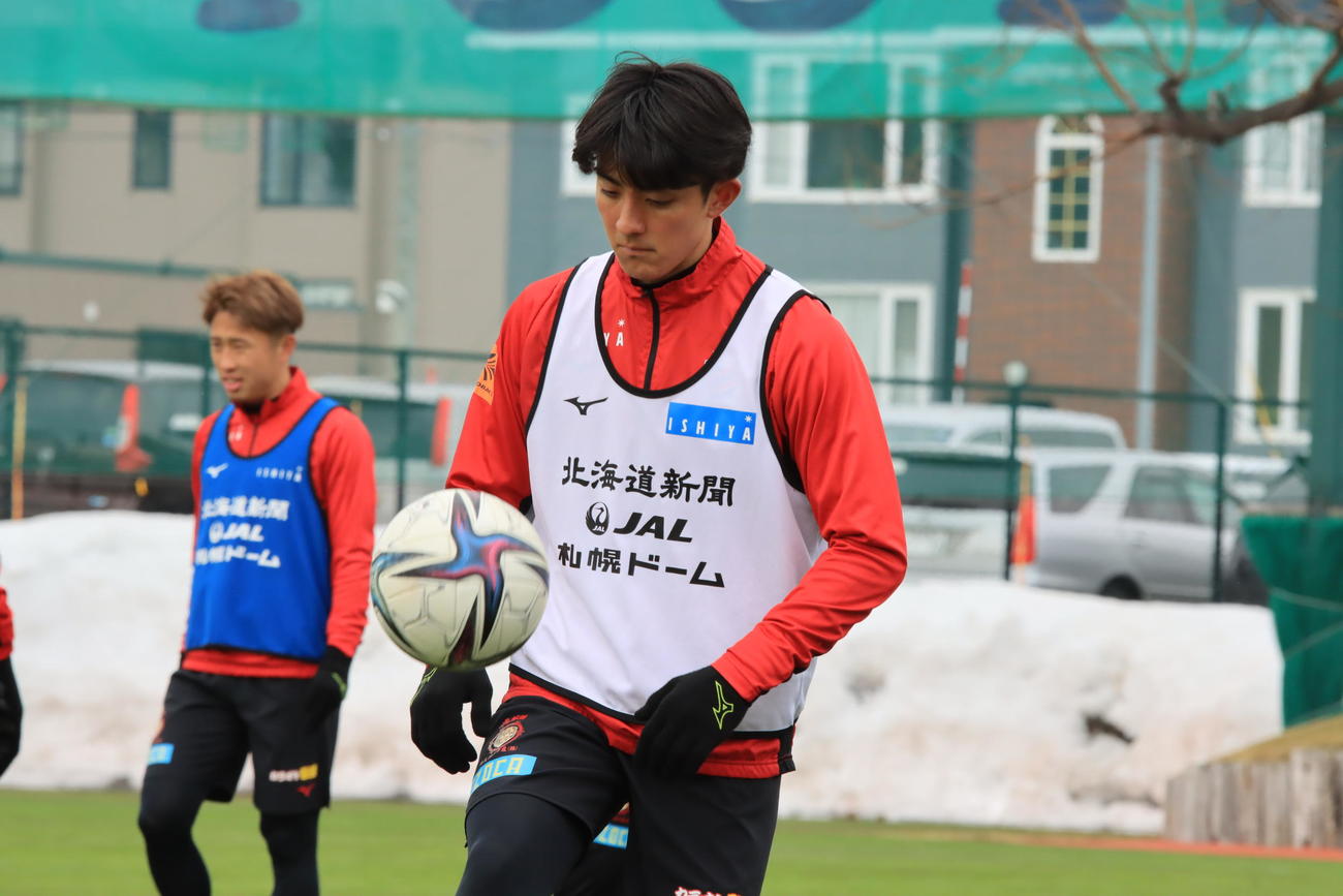 練習に参加する札幌田中宏（撮影・保坂果那）