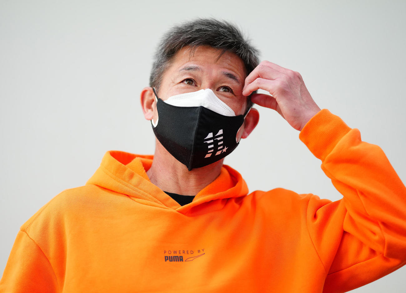 ソニー仙台対鈴鹿　試合後、取材に応じる鈴鹿カズ（撮影・江口和貴）