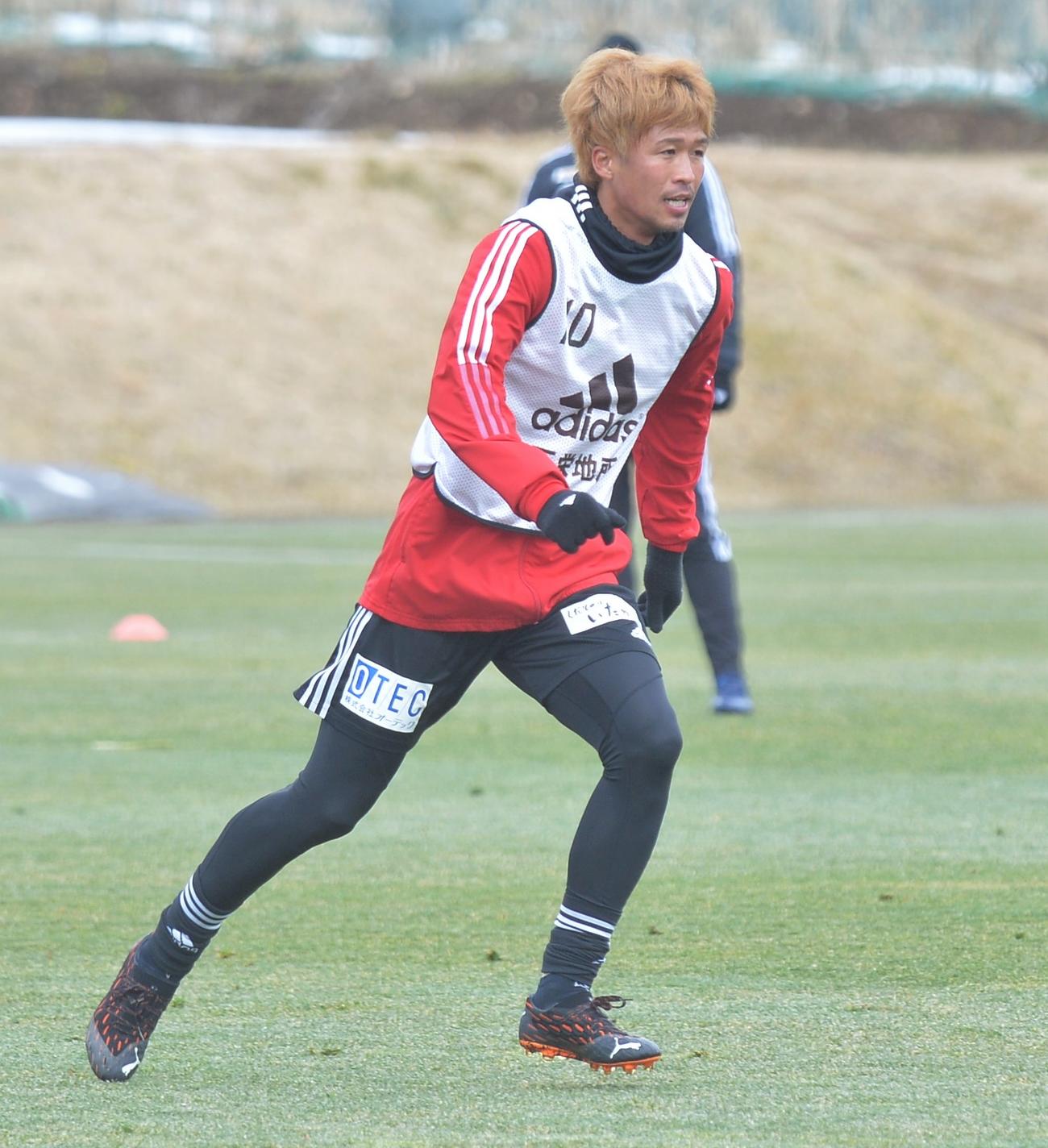 練習で汗を流す平岡（2022年2月撮影）