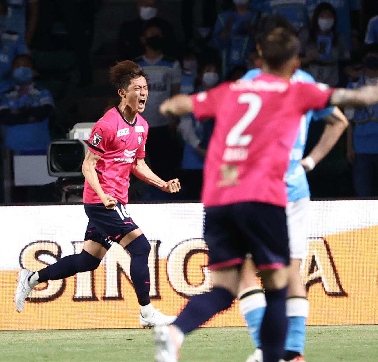 磐田戦でゴールを決め雄たけびをあげるC大阪毎熊晟矢（22年5月6日撮影）