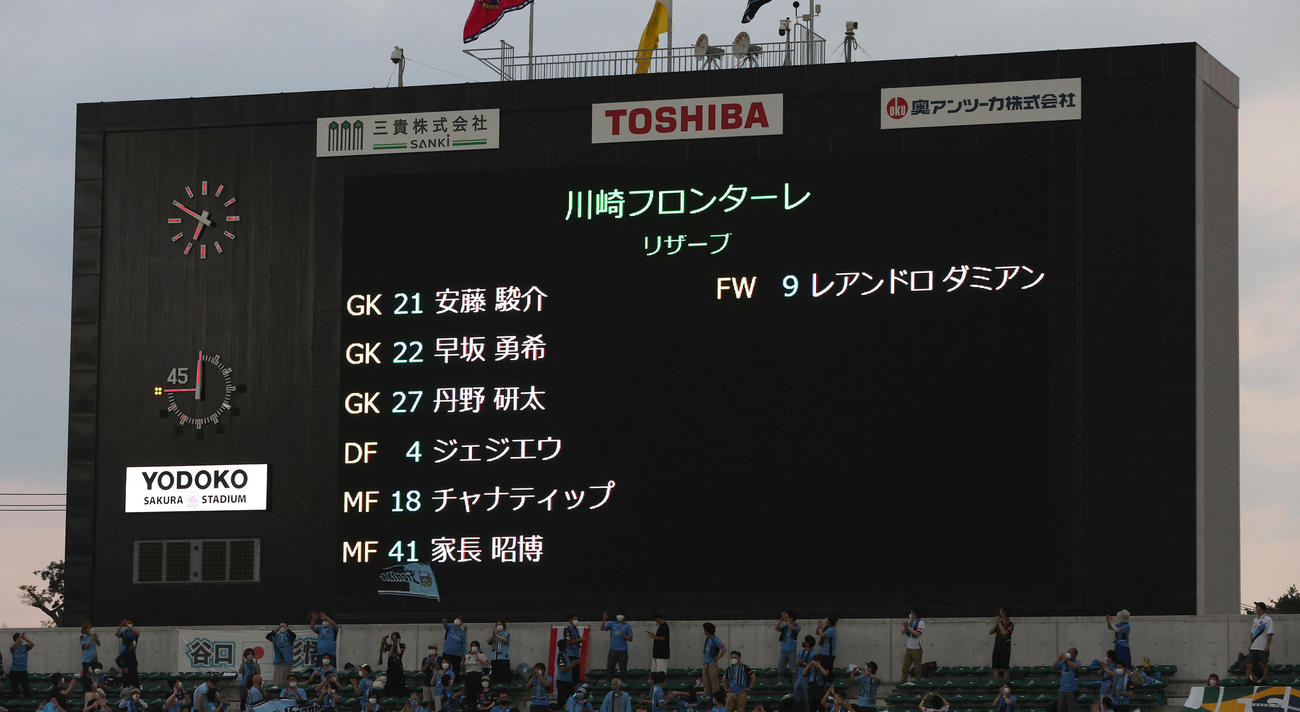 C大阪対川崎F GKが3人いる川崎Fのリザーブメンバー（撮影・白石智彦）