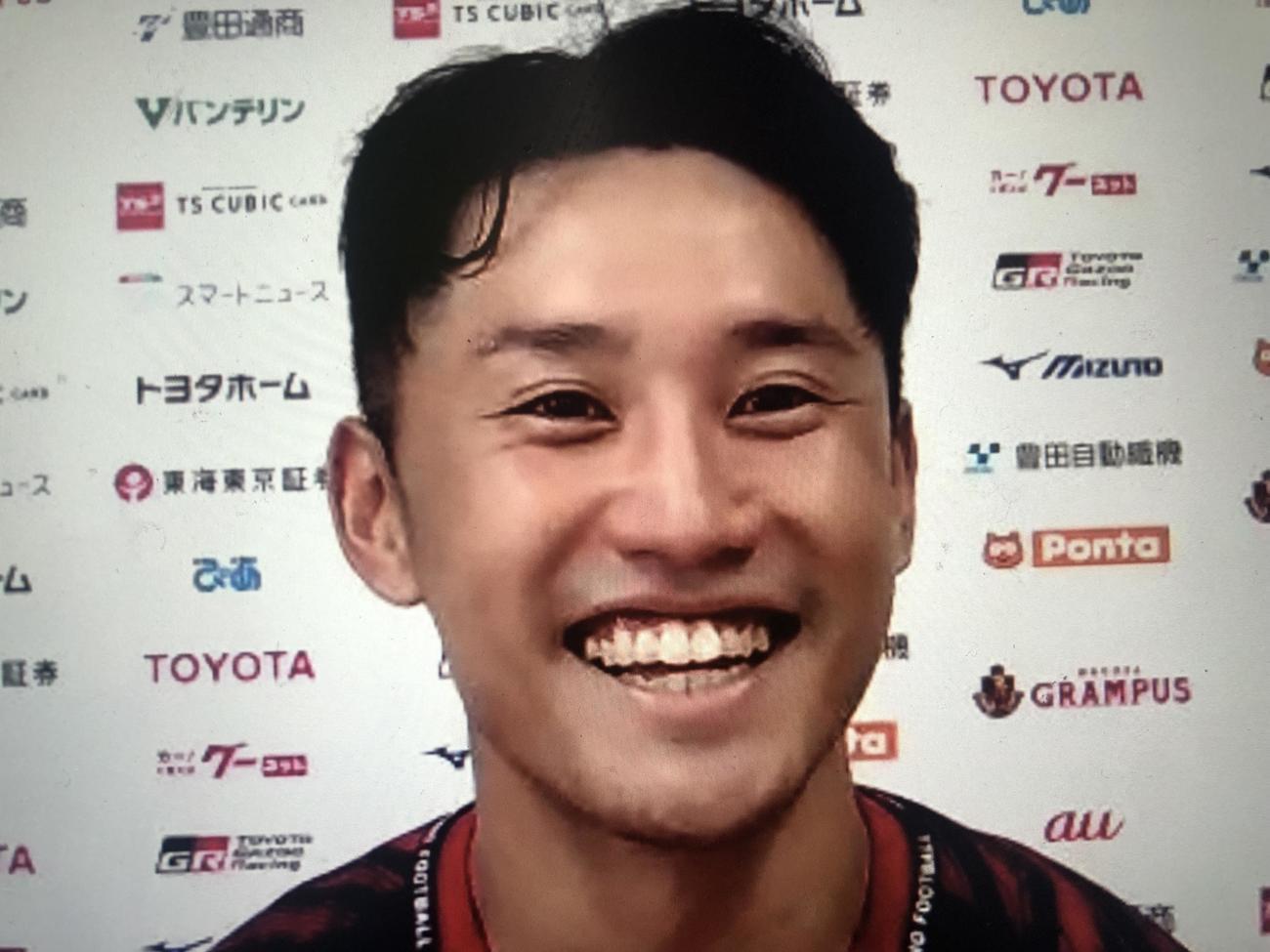 リモート取材に応じた名古屋のDF森下