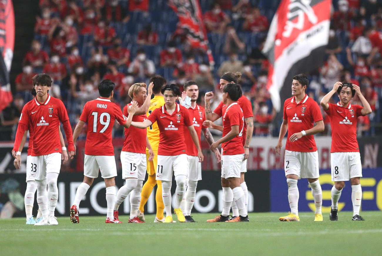 ジョホール戦に勝利した浦和の選手たち（2022年8月19日撮影）