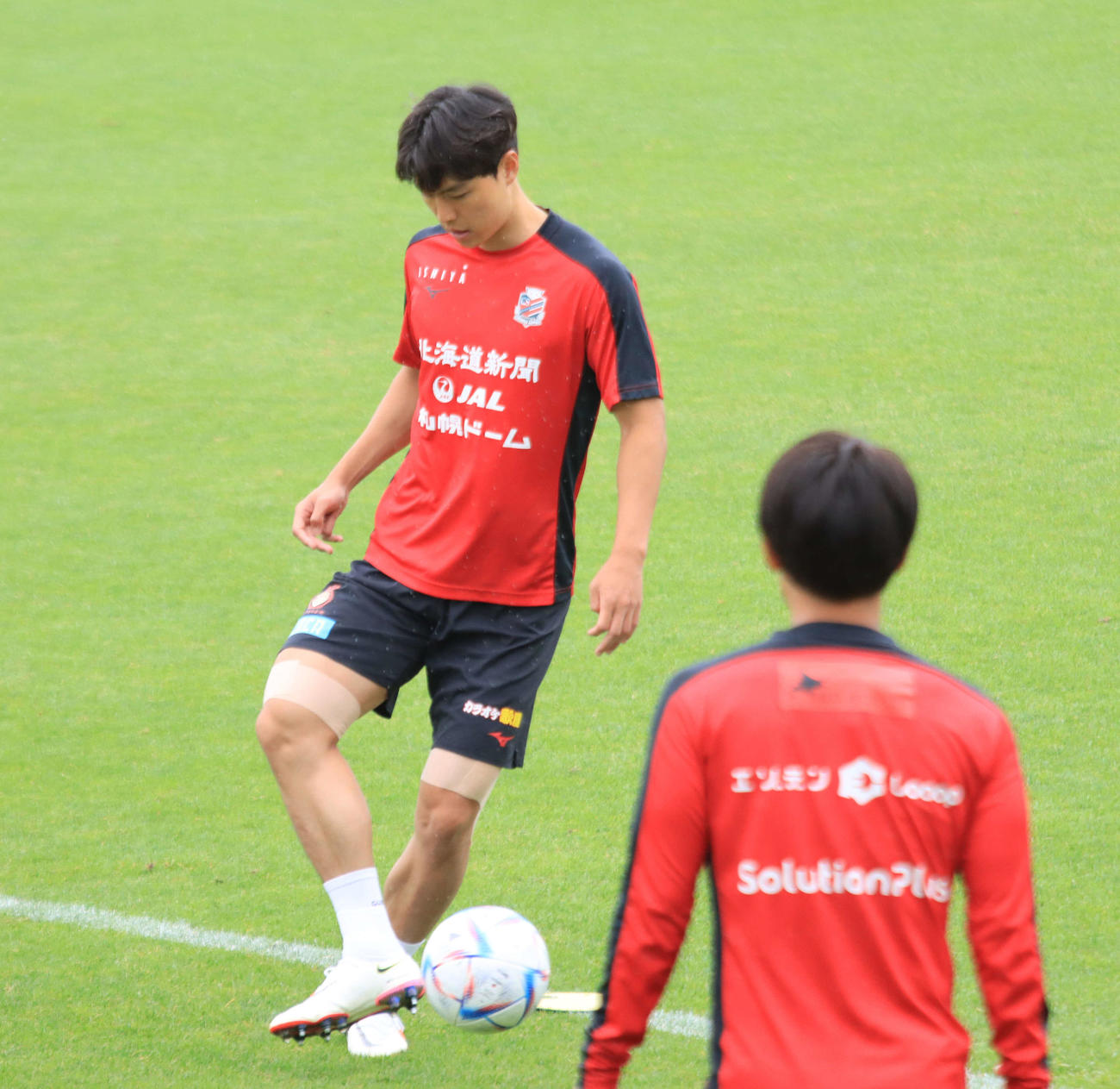 C大阪戦に向けて練習する札幌キム（撮影・保坂果那）