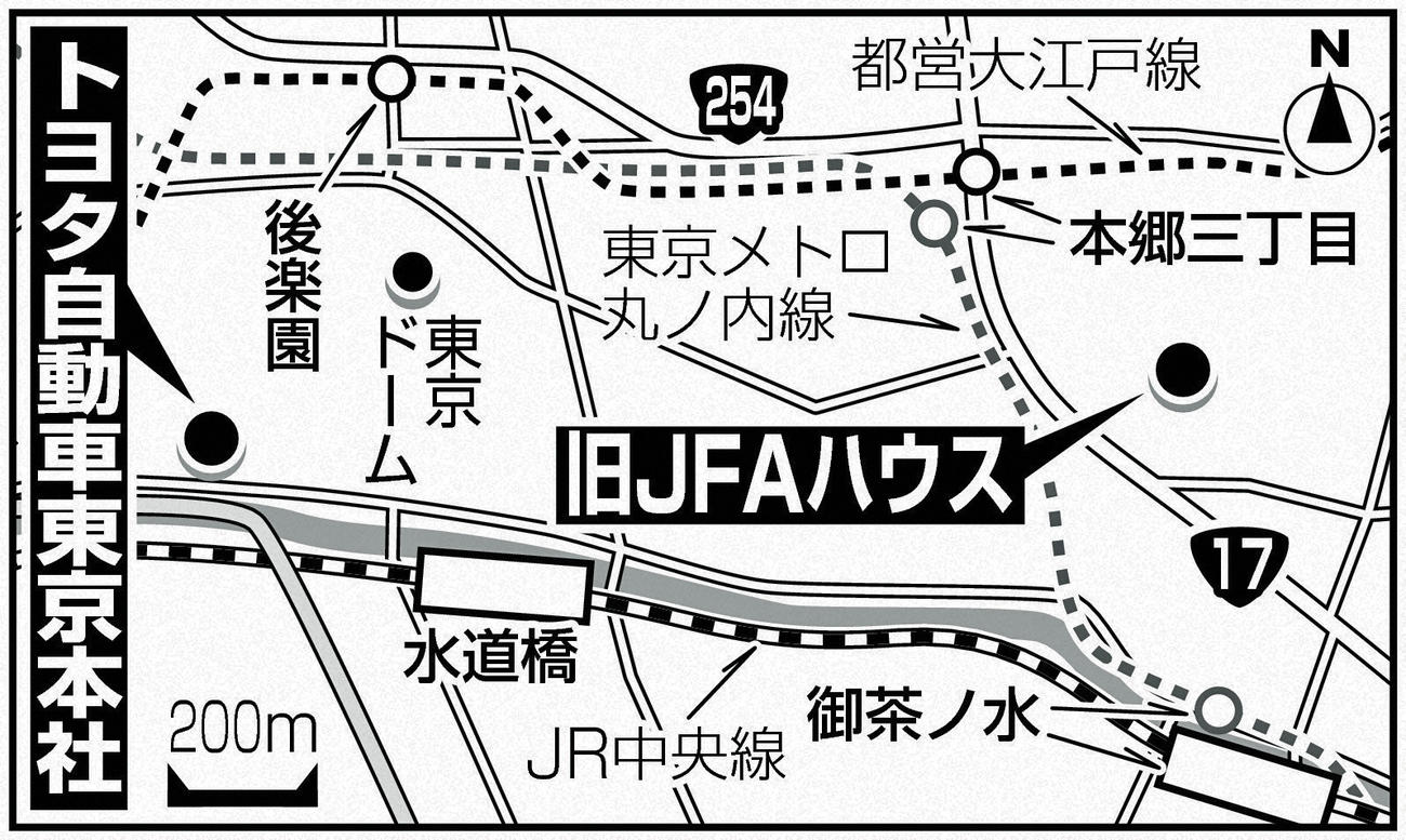 旧JFAハウスとトヨタ東京本社の周辺地図