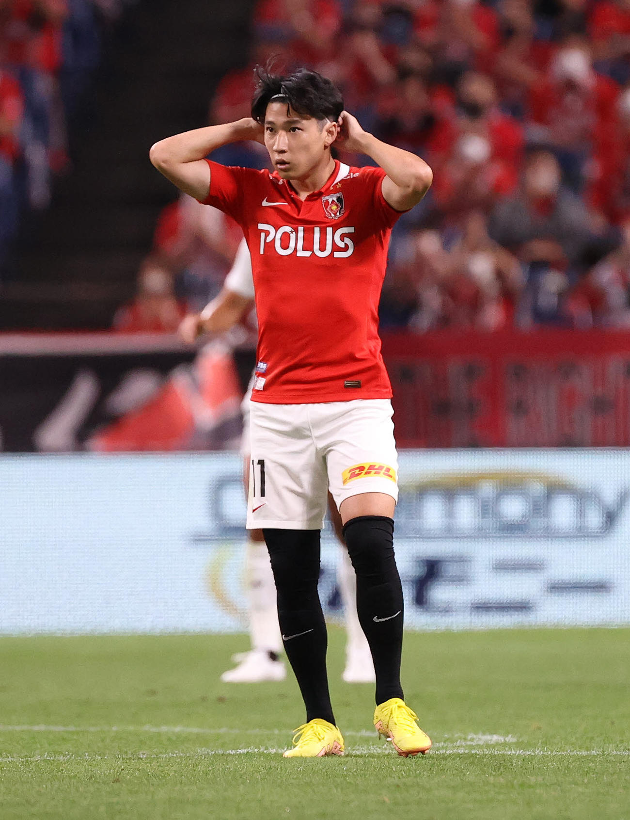 浦和対柏　前半、ゴールを決めた浦和松尾（撮影・鈴木正人）