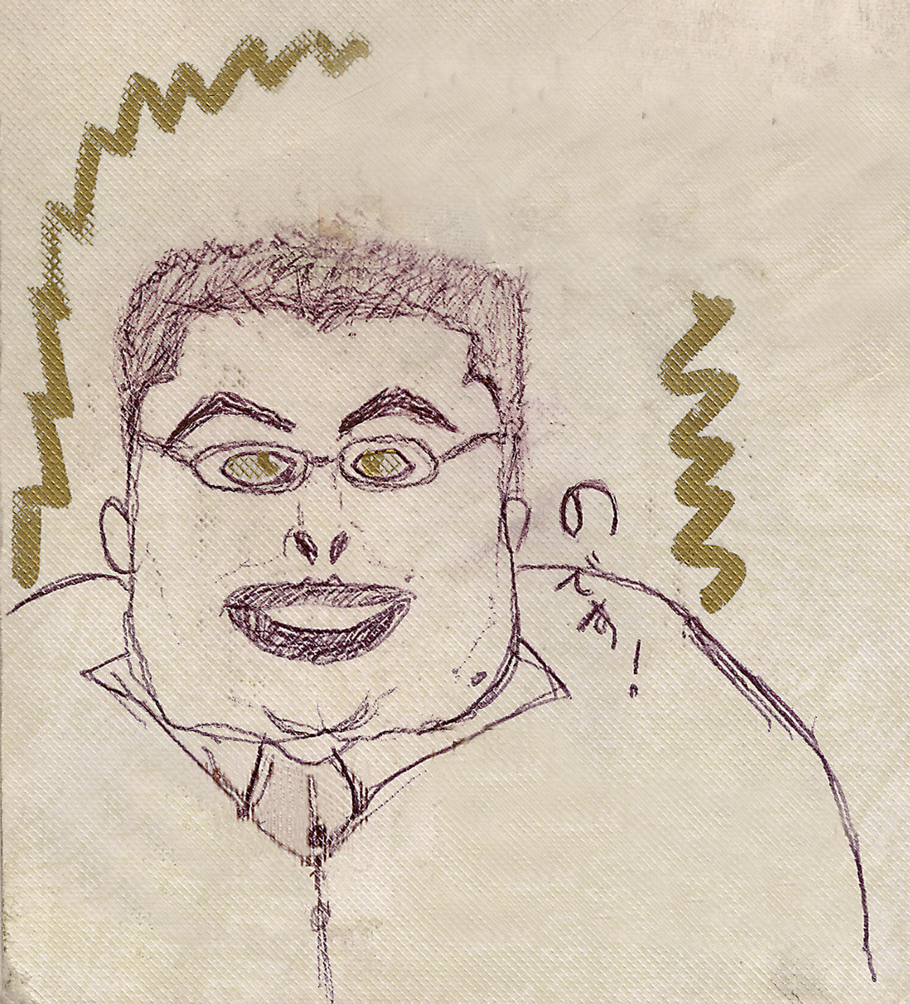 中村俊輔が書いた本紙記者・盧載鎭の似顔絵