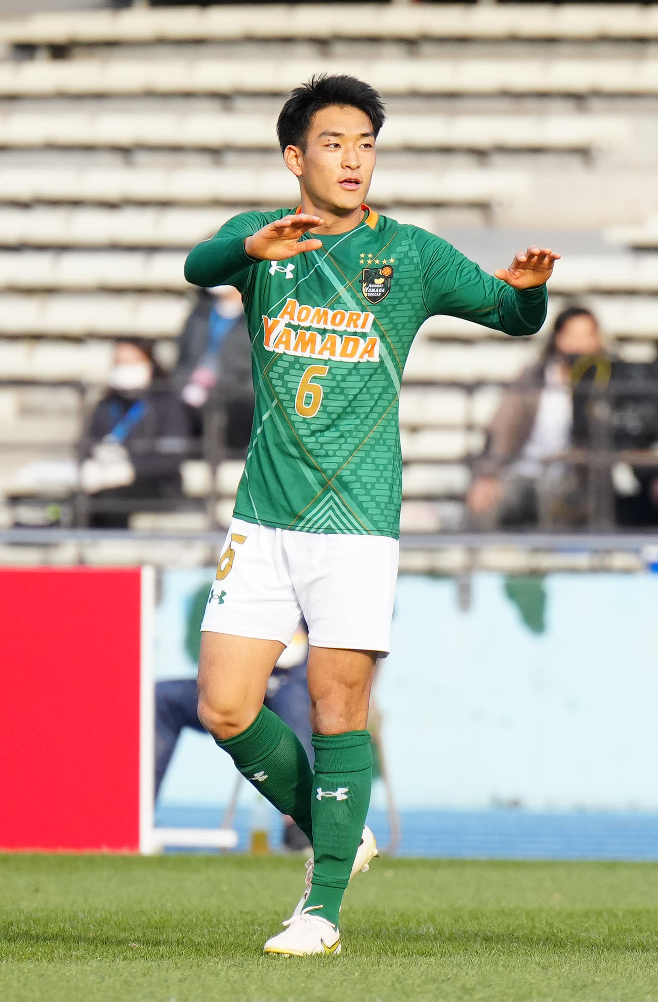 青森山田対神村学園　前半、先制ゴールを決めた青森山田・中山（撮影・江口和貴）