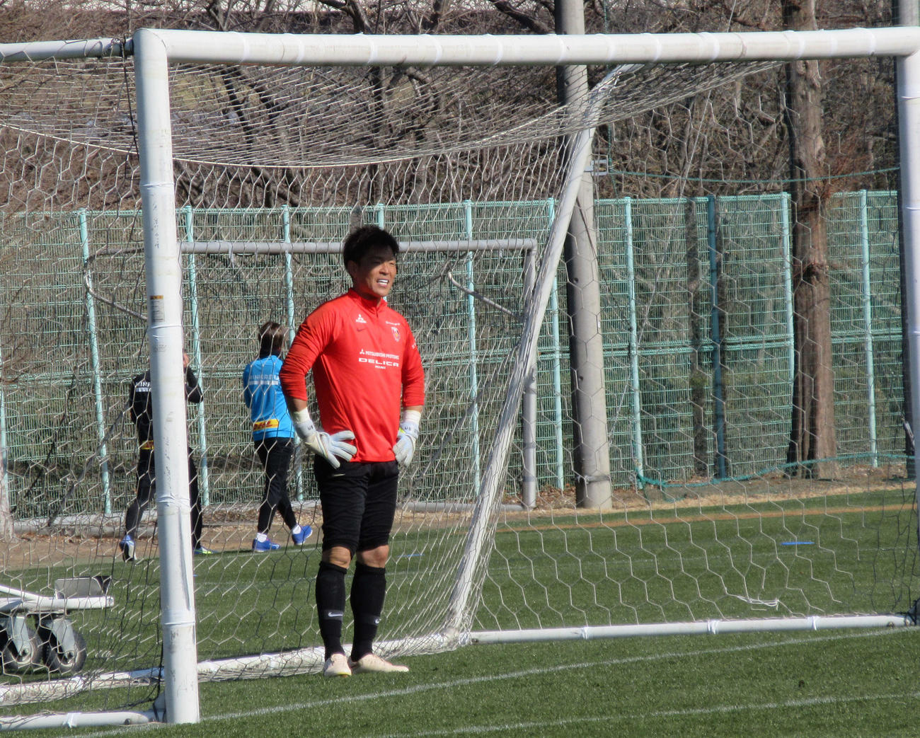 トレーニングを行う浦和GK西川（撮影・磯綾乃）