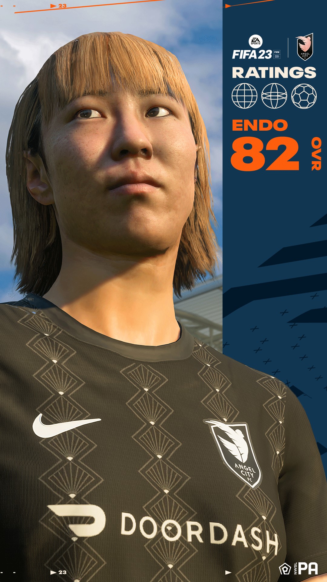 サッカーゲーム「FIFA23」に登場したエンゼル・シティーMF遠藤純のビジュアル画像