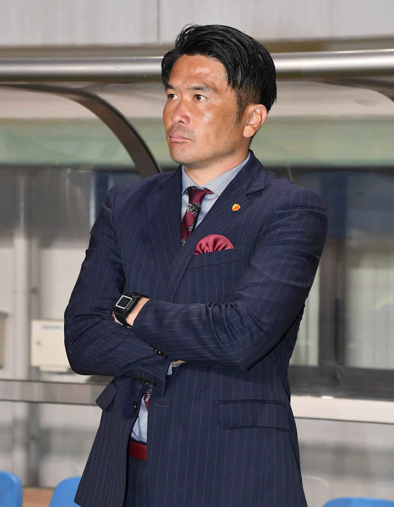 ルヴァン杯　福岡対鹿島　試合前の鹿島岩政監督（撮影・岩下翔太）