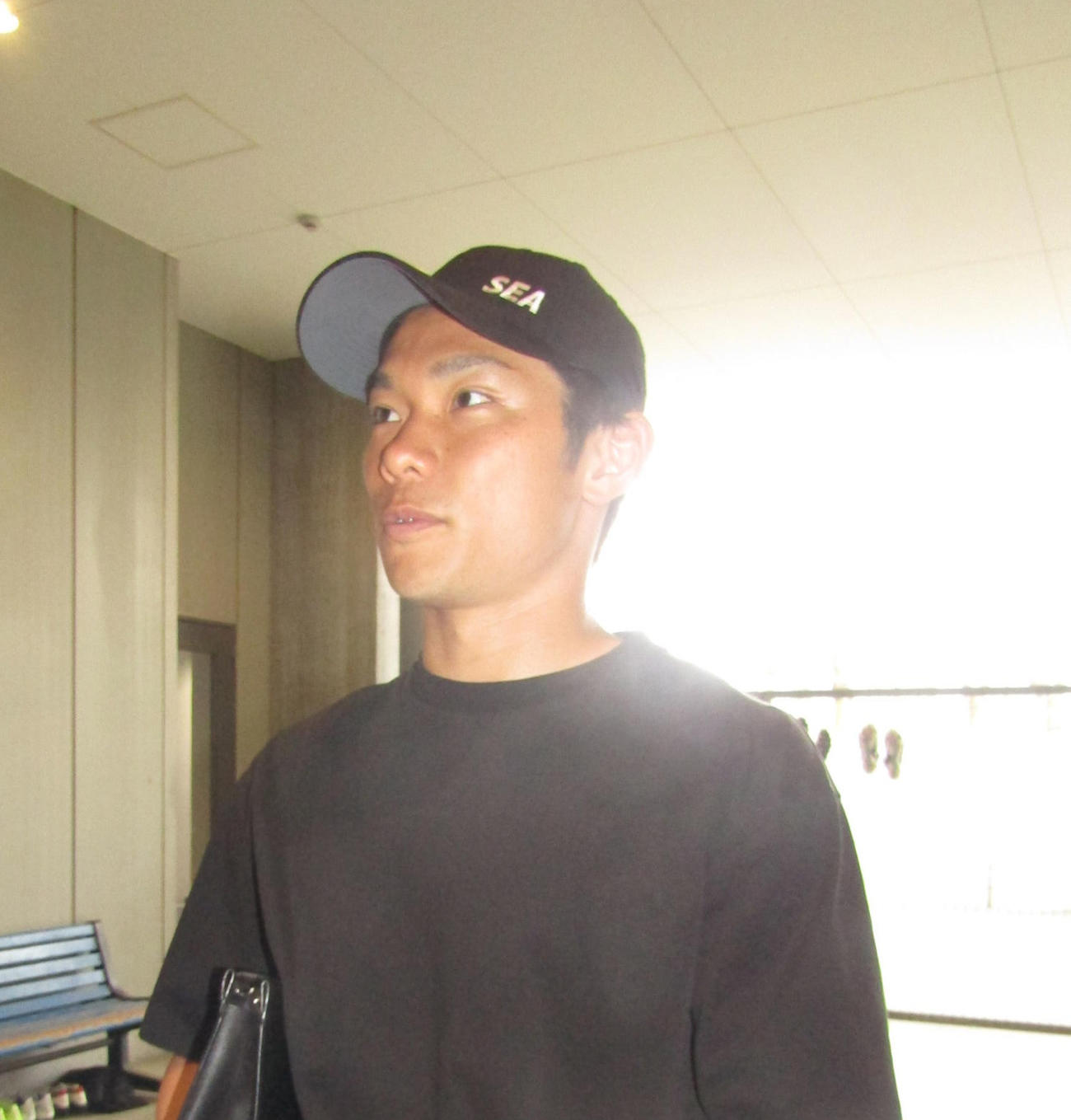 取材に応じるG大阪黒川圭介