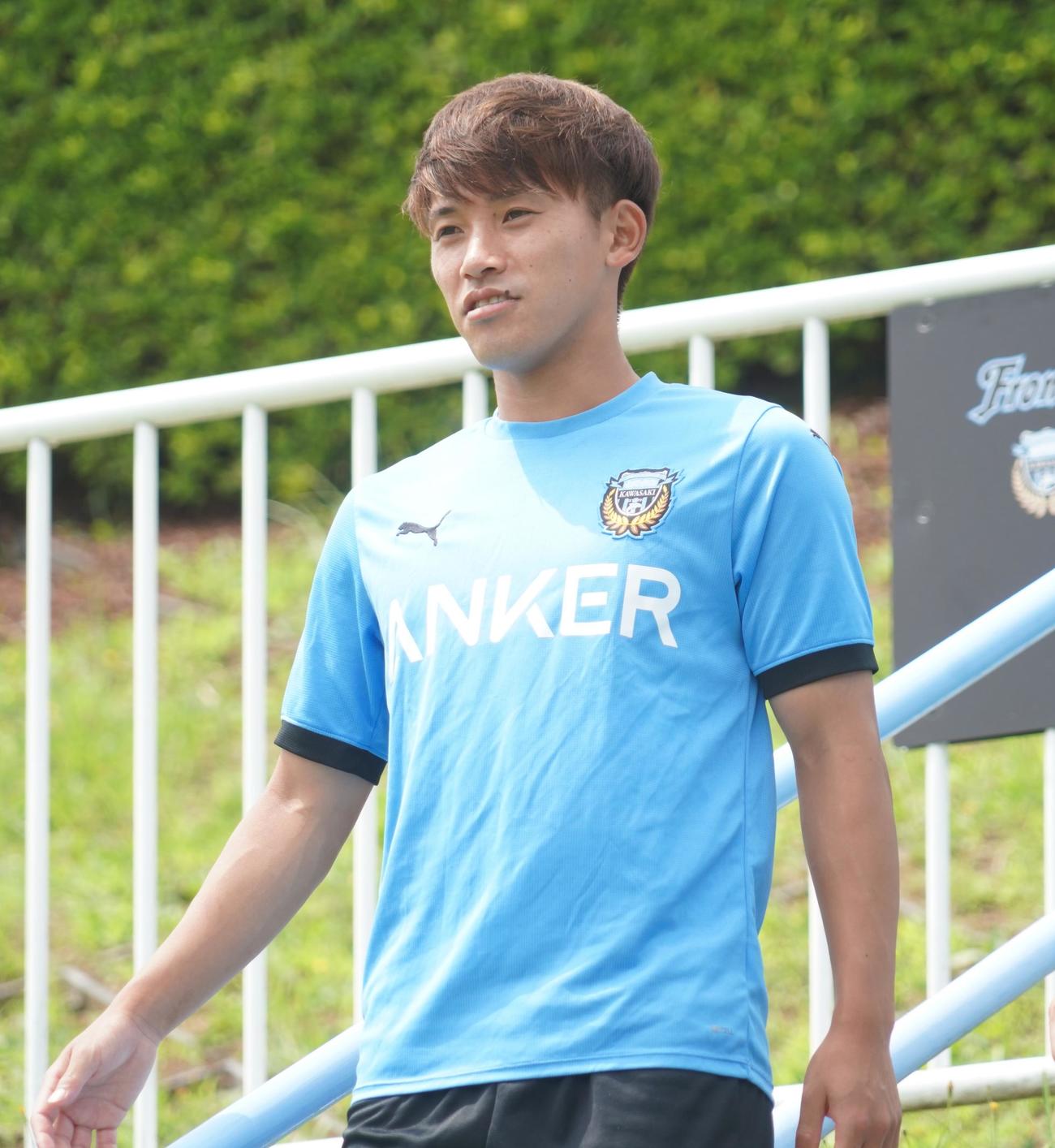 横浜FC戦に向けて練習に臨む川崎F橘田（撮影・佐藤成）