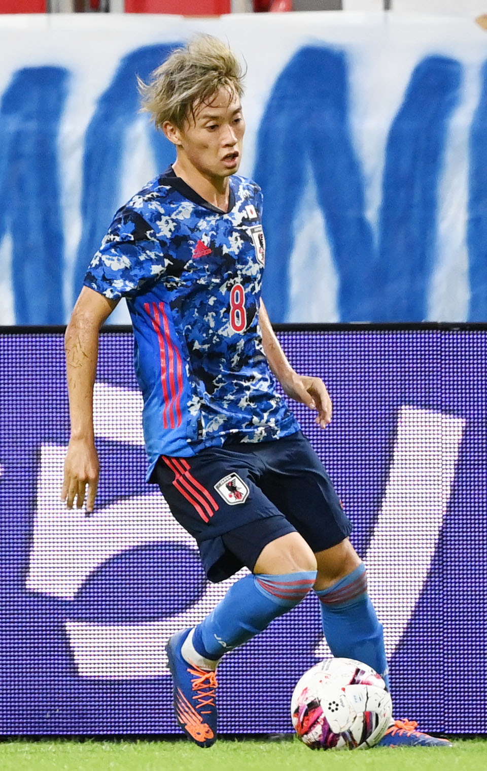 サッカー東アジアE－1選手権でプレーする森島司（2022年7月撮影）