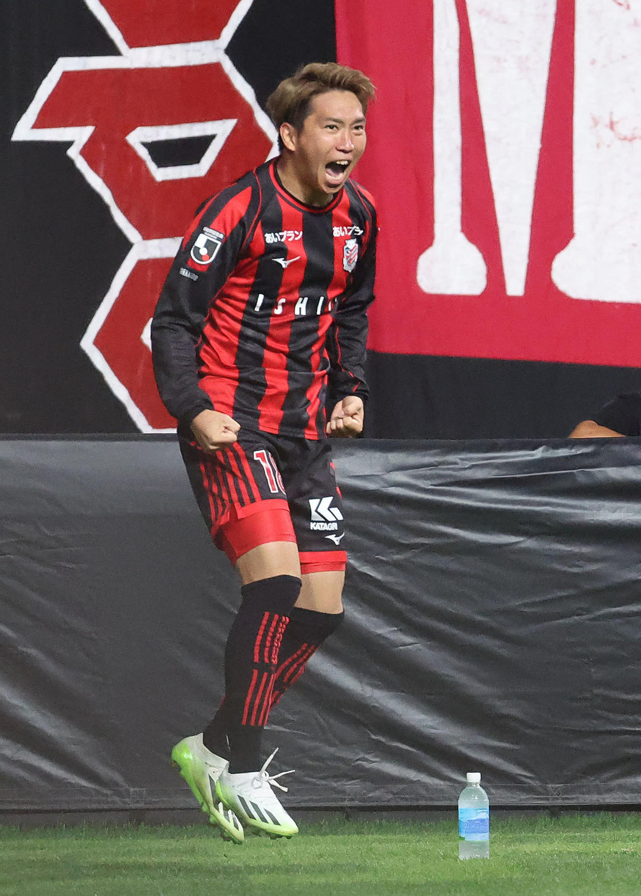 札幌対鳥栖　後半、ゴールを決め雄たけびを上げる札幌浅野（撮影・佐藤翔太）