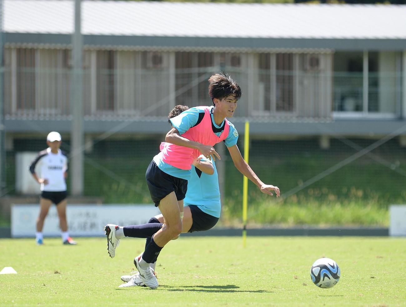 自身初の2試合連続ゴールに意欲を示した磐田後藤（29日撮影）