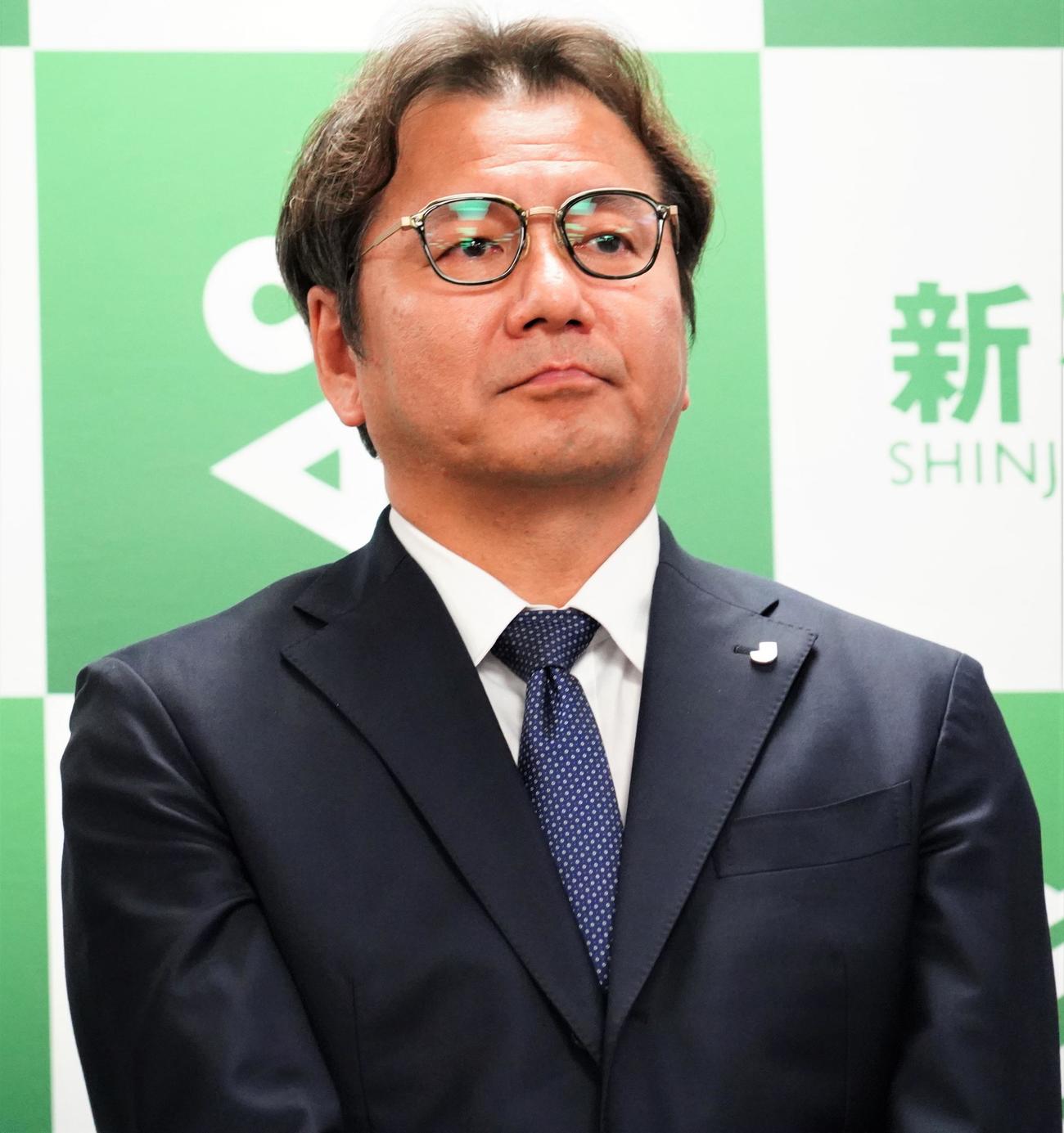 Jリーグ入会審査の一環として新宿区役所でクリアソン新宿のヒアリングを行った野々村芳和チェアマン（撮影・佐藤成）