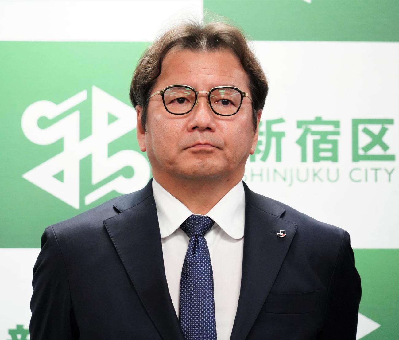 Jリーグ入会審査の一環として新宿区役所でクリアソン新宿のヒアリングを行った野々村芳和チェアマン（撮影・佐藤成）